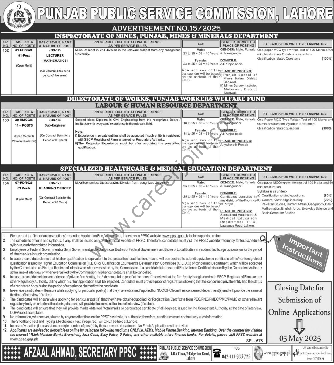 PPSC Punjab Public Service Commission Jobs 20 April 2025 Express Tribune 2