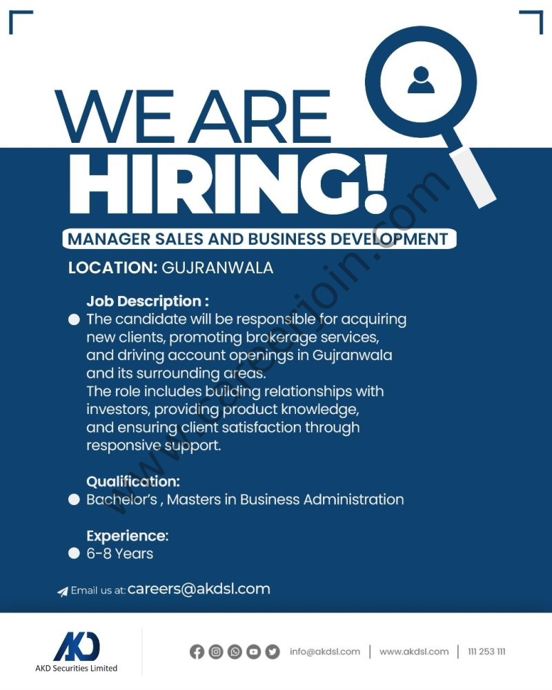 AKD Securities Limited Jobs Manager Sales & Business Development 1