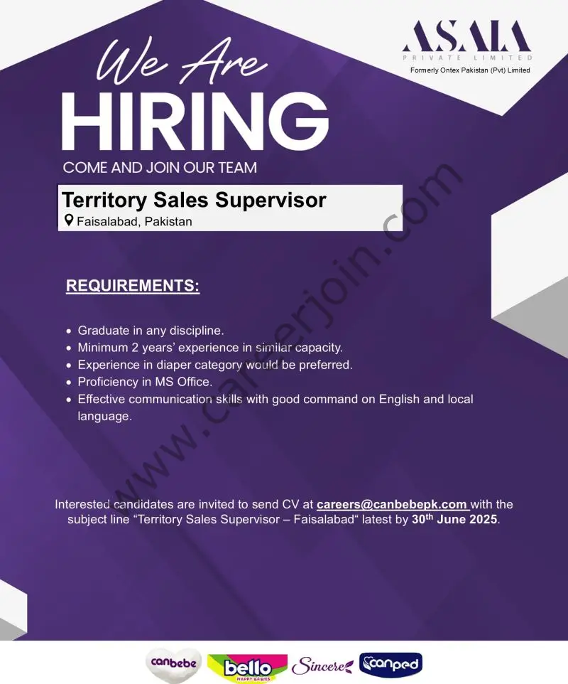 Asala Pvt Ltd Jobs Territory Sales Supervisor 1