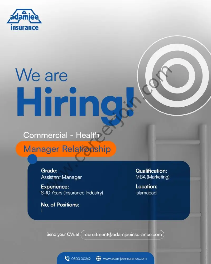 Adamjee Insurance Jobs Commercial Health Manager Relationship 1