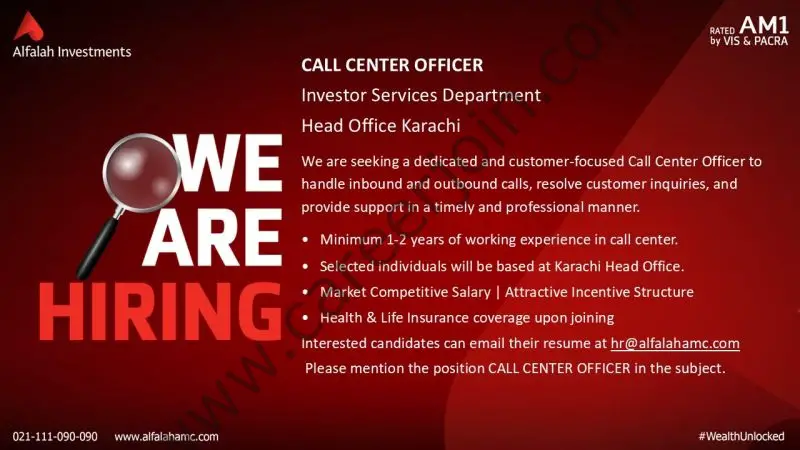Alfalah Investments Jobs Call Center Officer 1