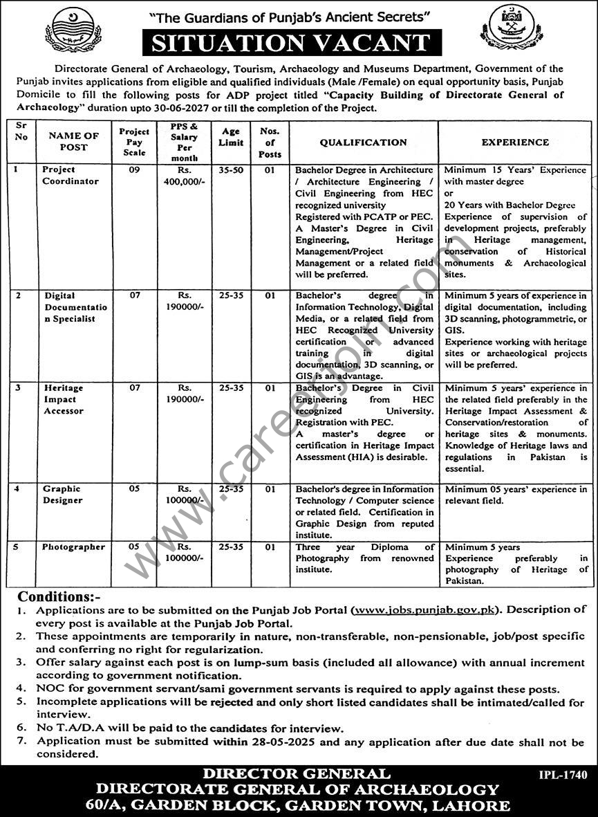 Archaeology & Museums Department Punjab Jobs 08 May 2025 Express 1