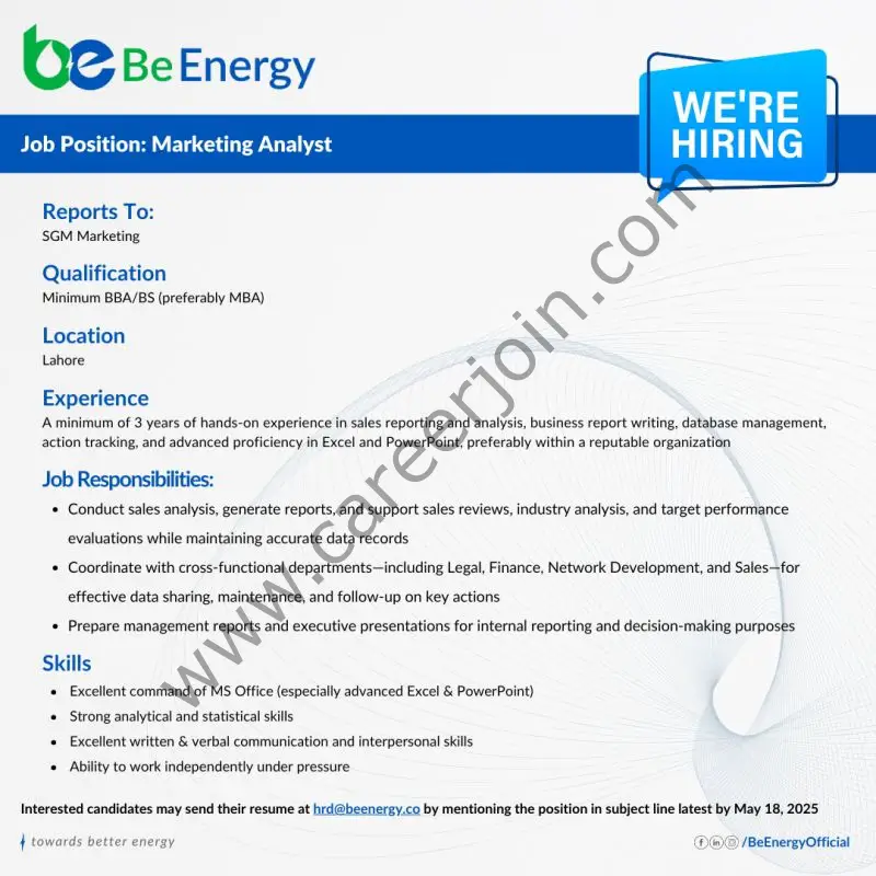 Be Energy Limited Jobs Marketing Analyst 1