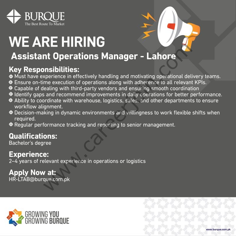 Burque Corporation Limited Jobs Assistant Operations Manager 1