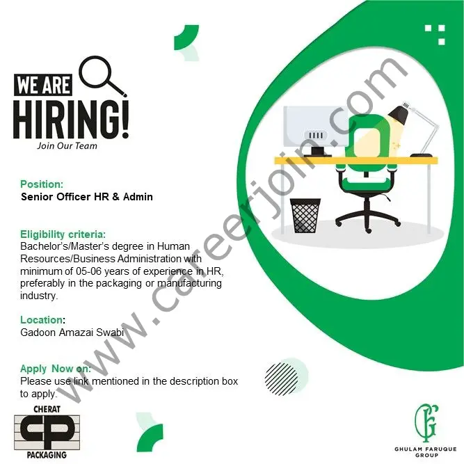 Cherat Packaging Pvt Ltd Jobs Sr Officer HR & Admin 1