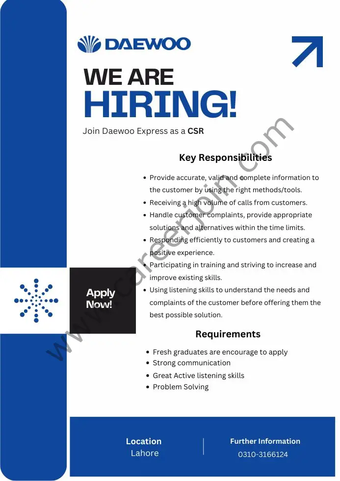 Daewoo Pakistan Jobs CSR 1