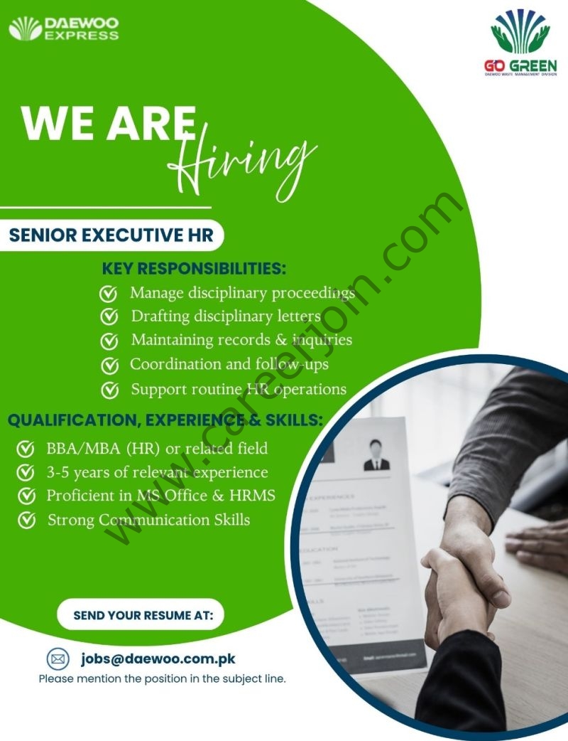 Daewoo Express Jobs Sr Executive HR 1