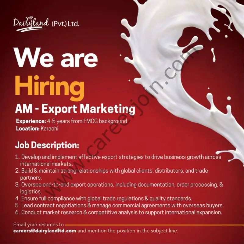 Dairyland Pvt Ltd Jobs AM Export Marketing 1
