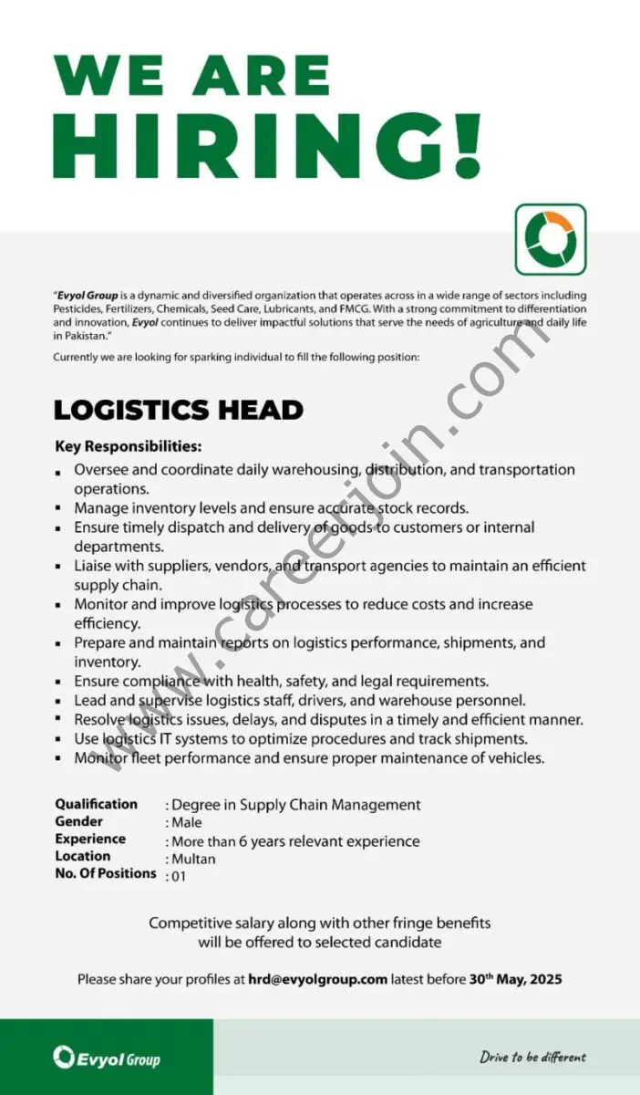 Evyol Group Jobs Logistics Head 1