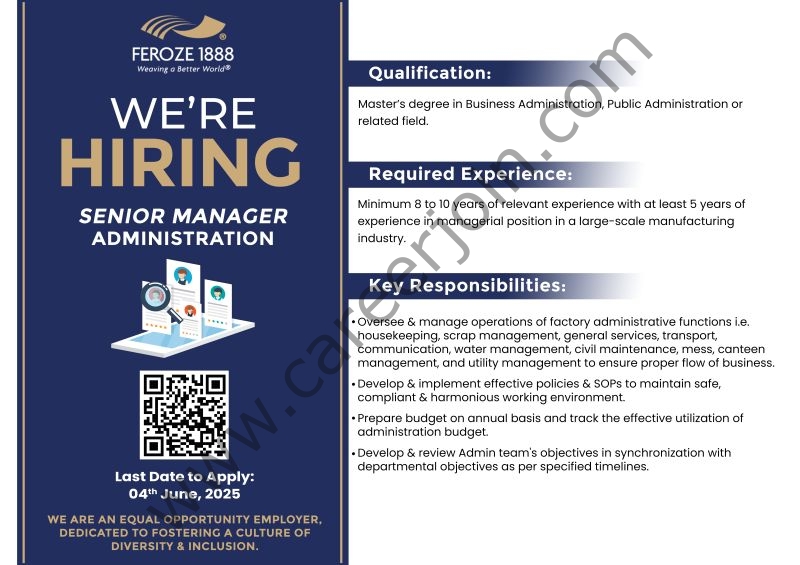 Feroze1888 Mills Pvt Ltd Jobs Sr Manager Administration 1