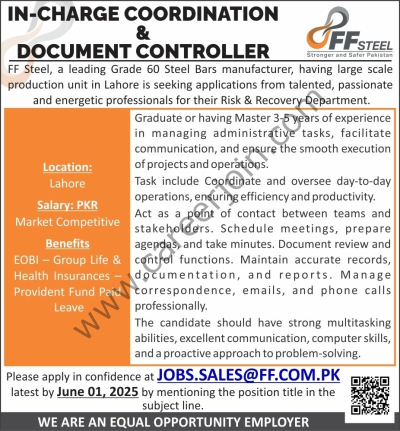 FF Steel Jobs Incharge Coordination & Document Controller 1
