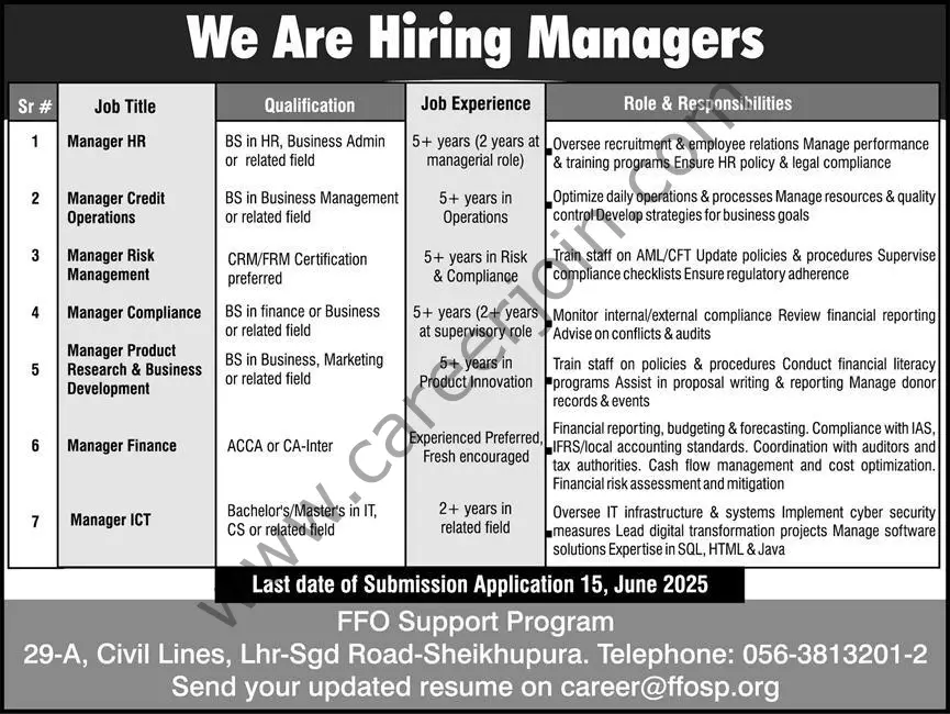 FFO Support Program Jobs 25 May 2025 Express 1