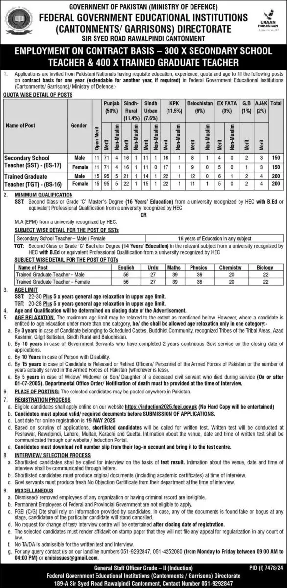 Federal Government Educational Institutions FGEI Jobs 03 May 2025 Express 1