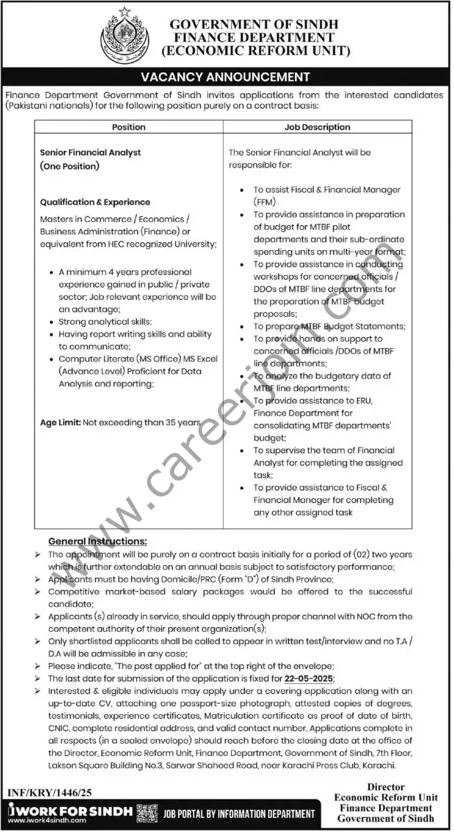 Finance Department Sindh Jobs 07 May 2025 Express Tribune 1
