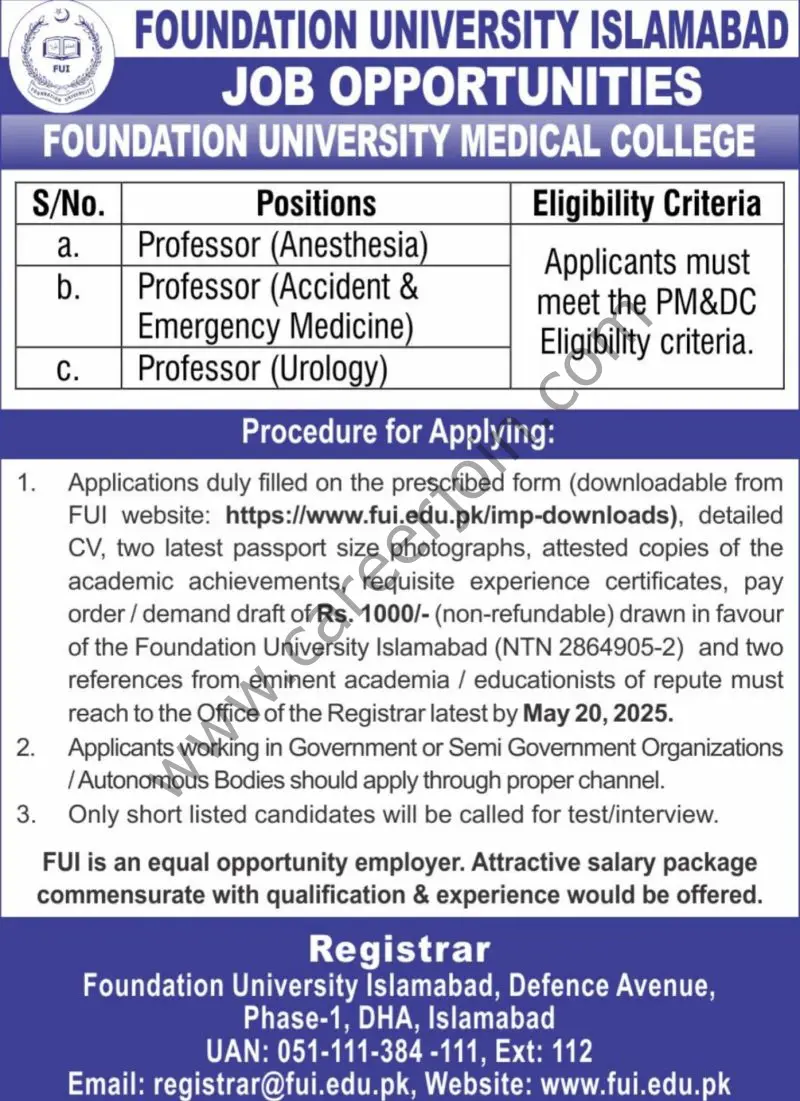 Foundation University Islamabad Jobs May 2025 1
