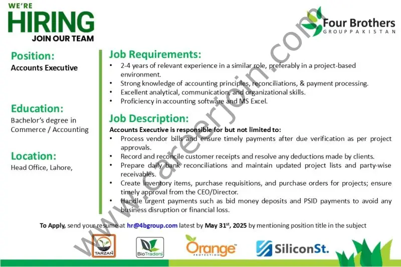 Four Brothers Group Pakistan Jobs Accounts Executive 1