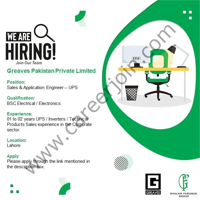 Greaves Pakistan Pvt Ltd Jobs Sales & Application Engineer UPS 1