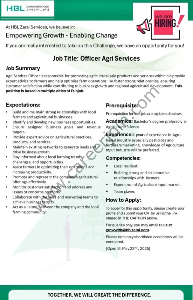 HBL Zarai Services Limited Jobs May 2025 2