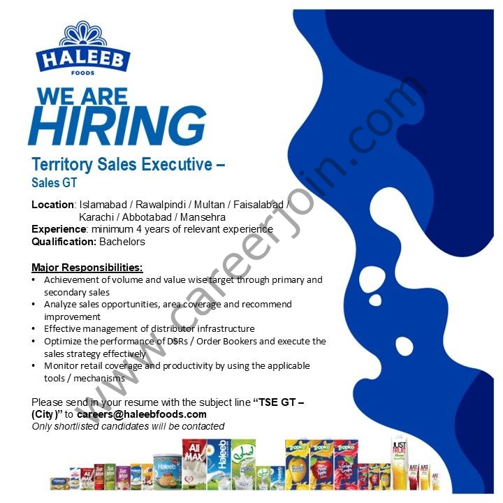 Haleeb Foods Jobs Territory Sales Executive 1