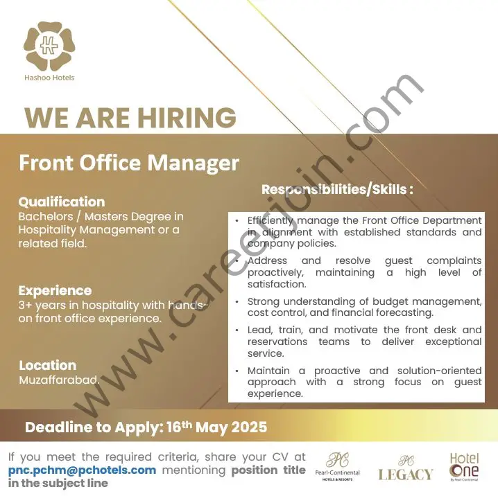 Hashoo Hotels Jobs Front Office Manager 1