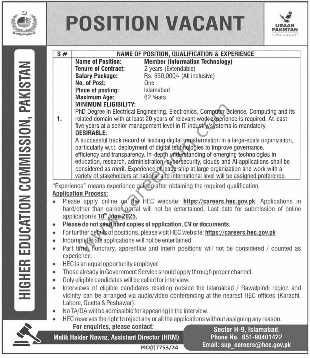 Higher Education Commission HEC Jobs 11 May 2025 Dawn 1