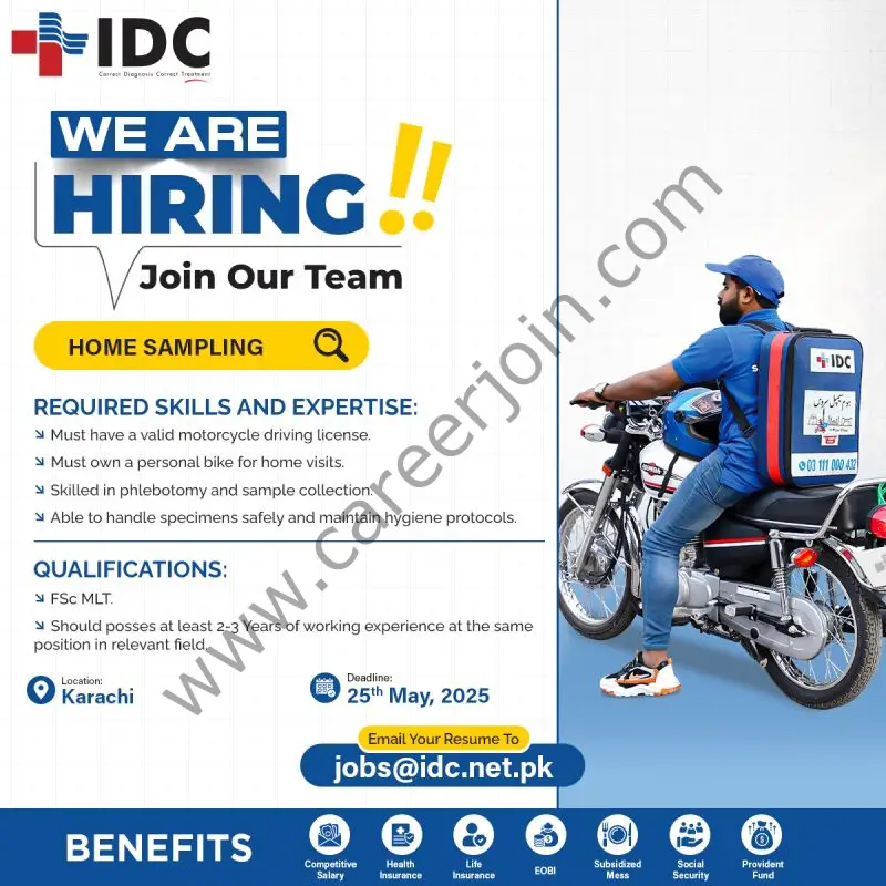 Islamabad Diagnostic Center IDC Jobs Home Sampling 1