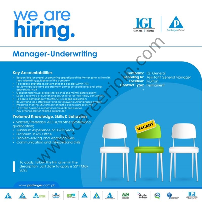 IGI General Life Insurance Jobs Manager Underwriting 1