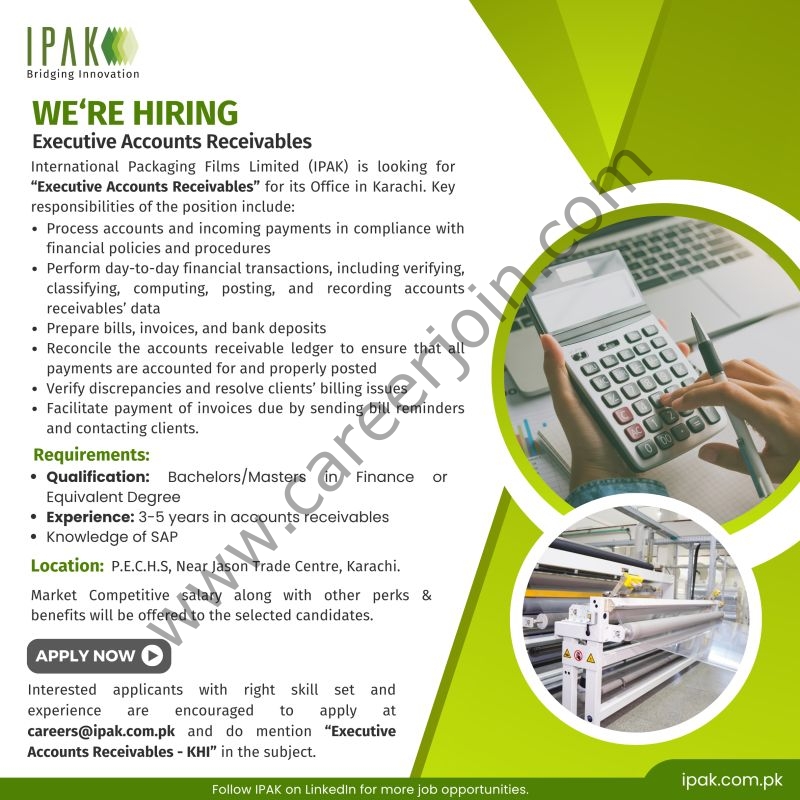 International Packaging Films Limited (IPAK) Jobs Executive Accounts Receivables 1