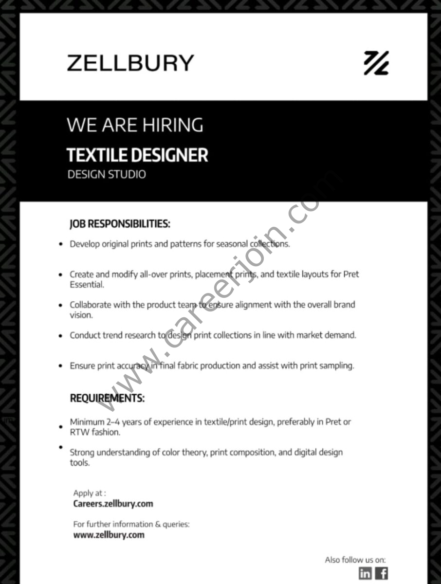 Zellbury Pakistan Jobs May 2025 1