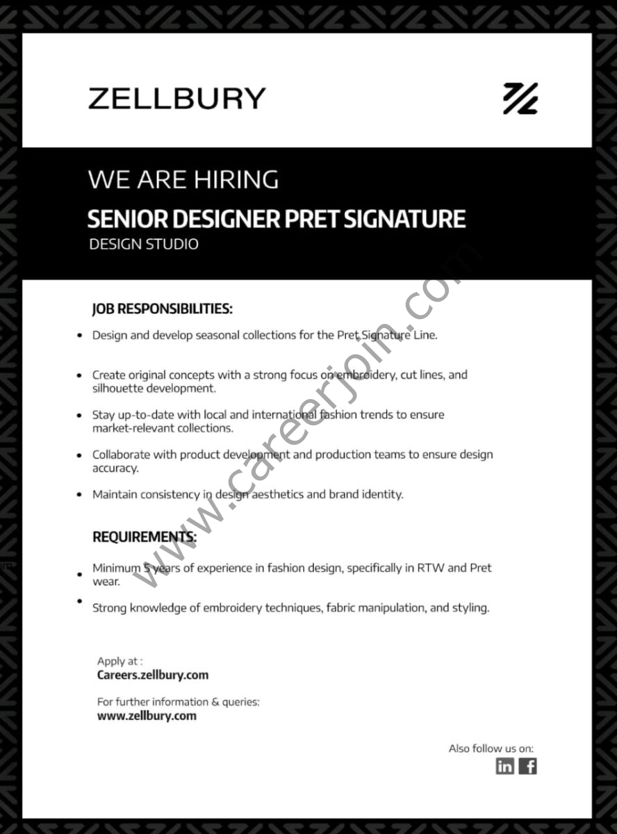 Zellbury Pakistan Jobs May 2025 2