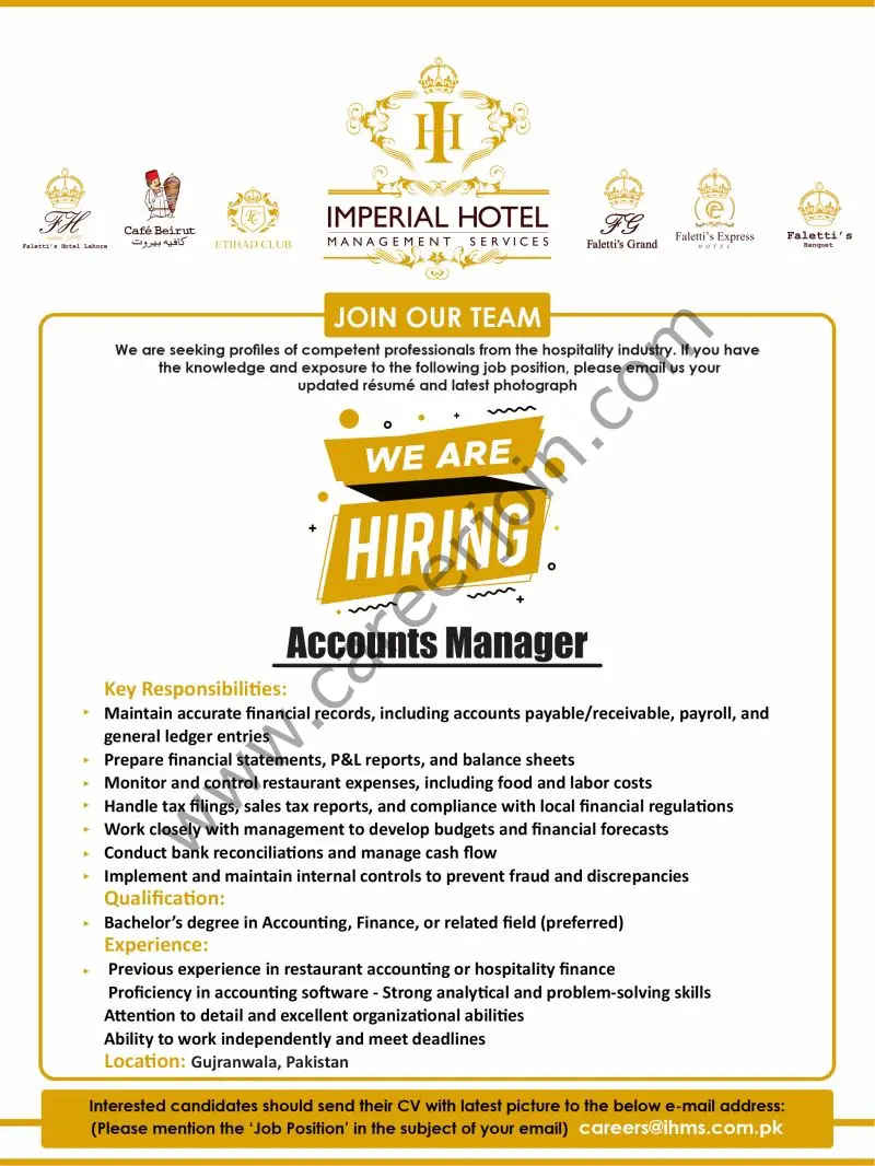 Imperial Hotel Management Services Jobs Accounts Manager 1