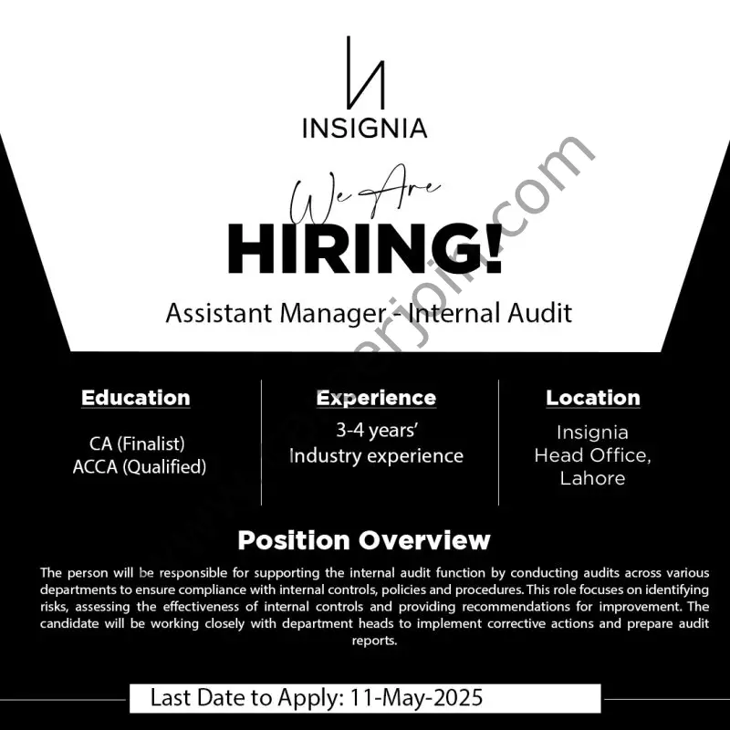 InSignia Jobs Assistant Manager Internal Audit 1