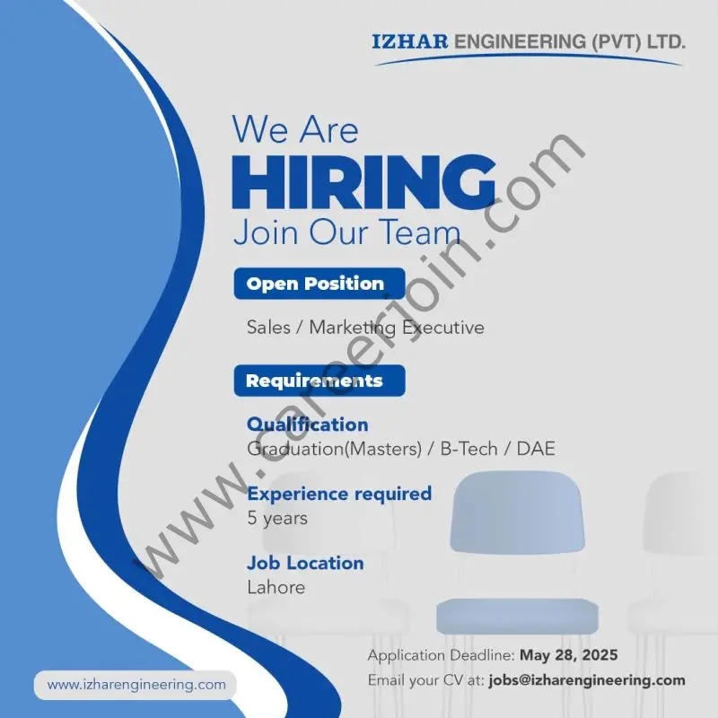 Izhar Engineering (Pvt) Ltd Jobs Sales / Marketing Executive 1