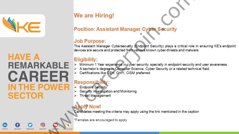 K Electric Pvt Ltd Jobs Assistant Manager Cyber Security 1