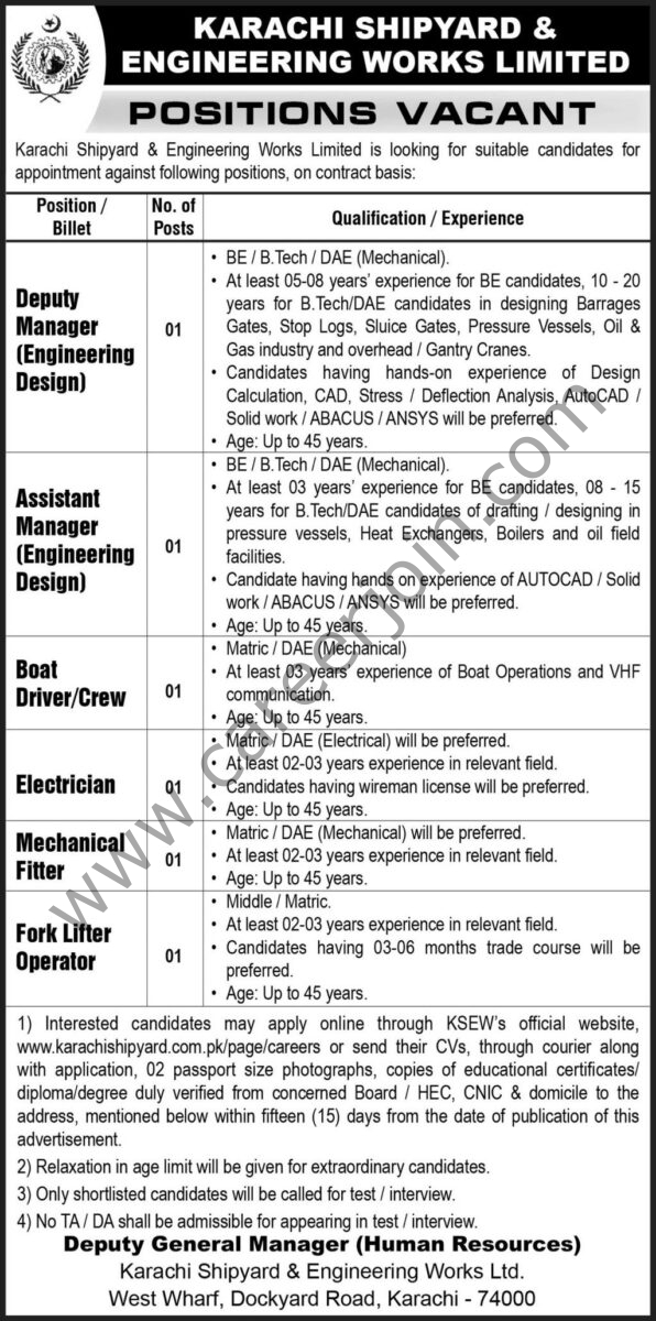Karachi Shipyard & Engineering Works Ltd Jobs 11 May 2025 Express 1