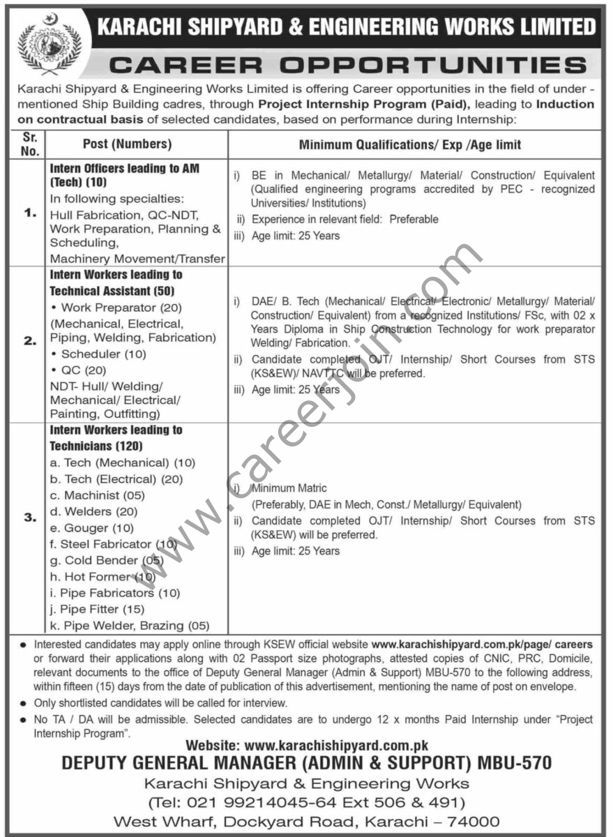 Karachi Shipyard & Engineering Works Ltd Jobs 25 May 2025 Dawn 1