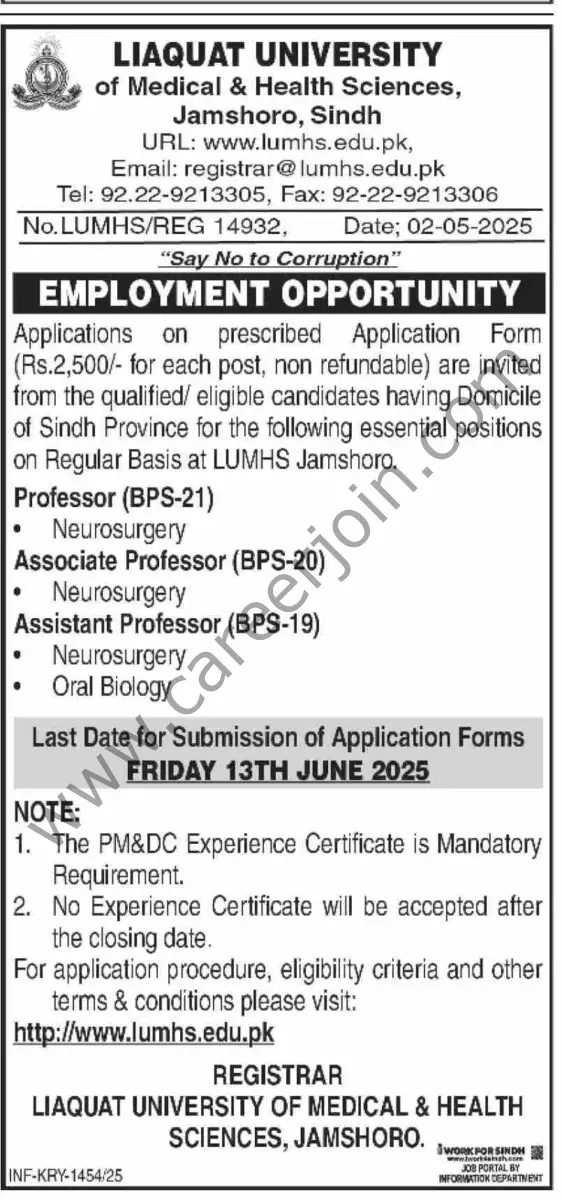 Liaquat University Jobs 08 May 2025 Dawn 1