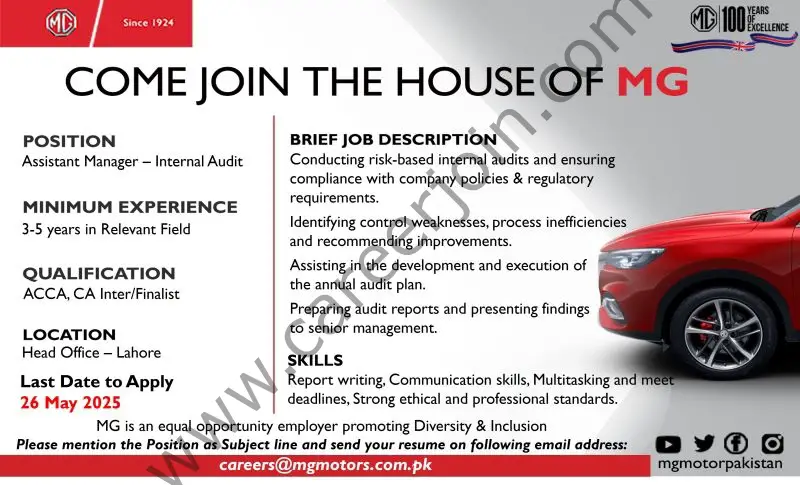 MG Motors Pvt Ltd Jobs May 2025 2