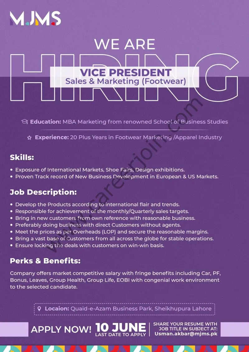 MJMS Jobs Vice President Sales & Marketing 1