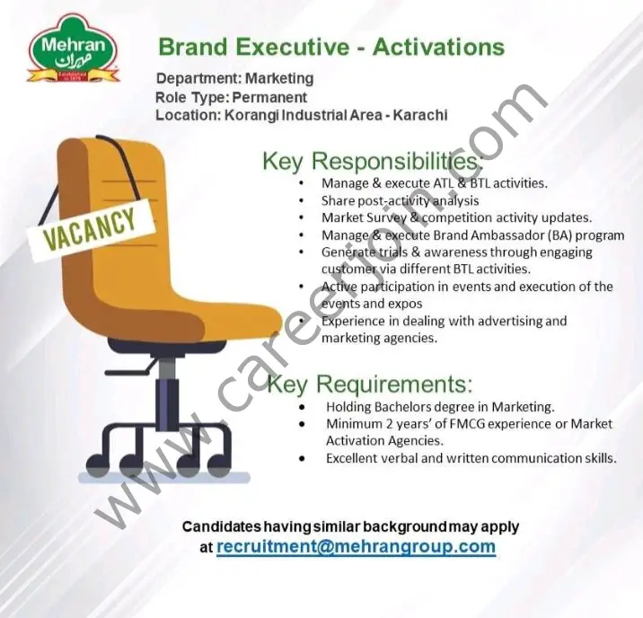 Mehran Group Jobs Brand Executive 1