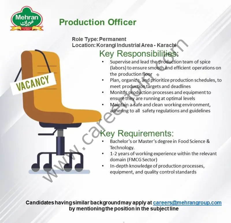 Mehran Group Jobs Production Officer 1