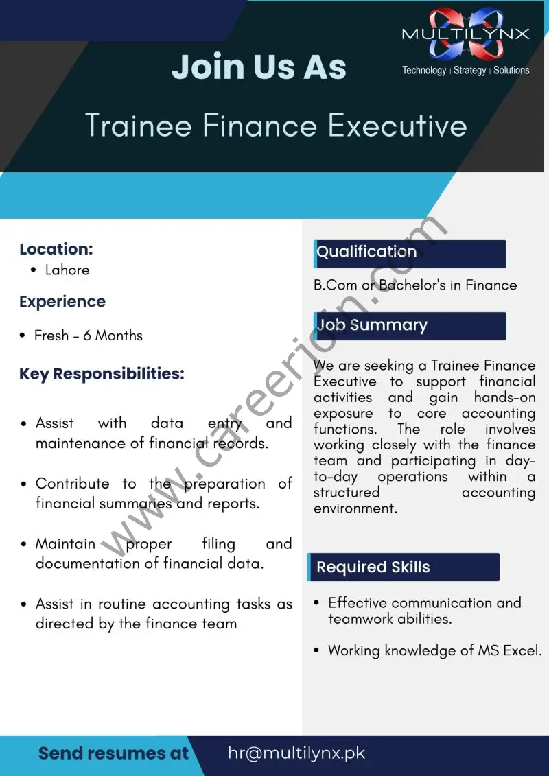Multilynx Pvt Ltd Jobs Trainee Finance Executive 1