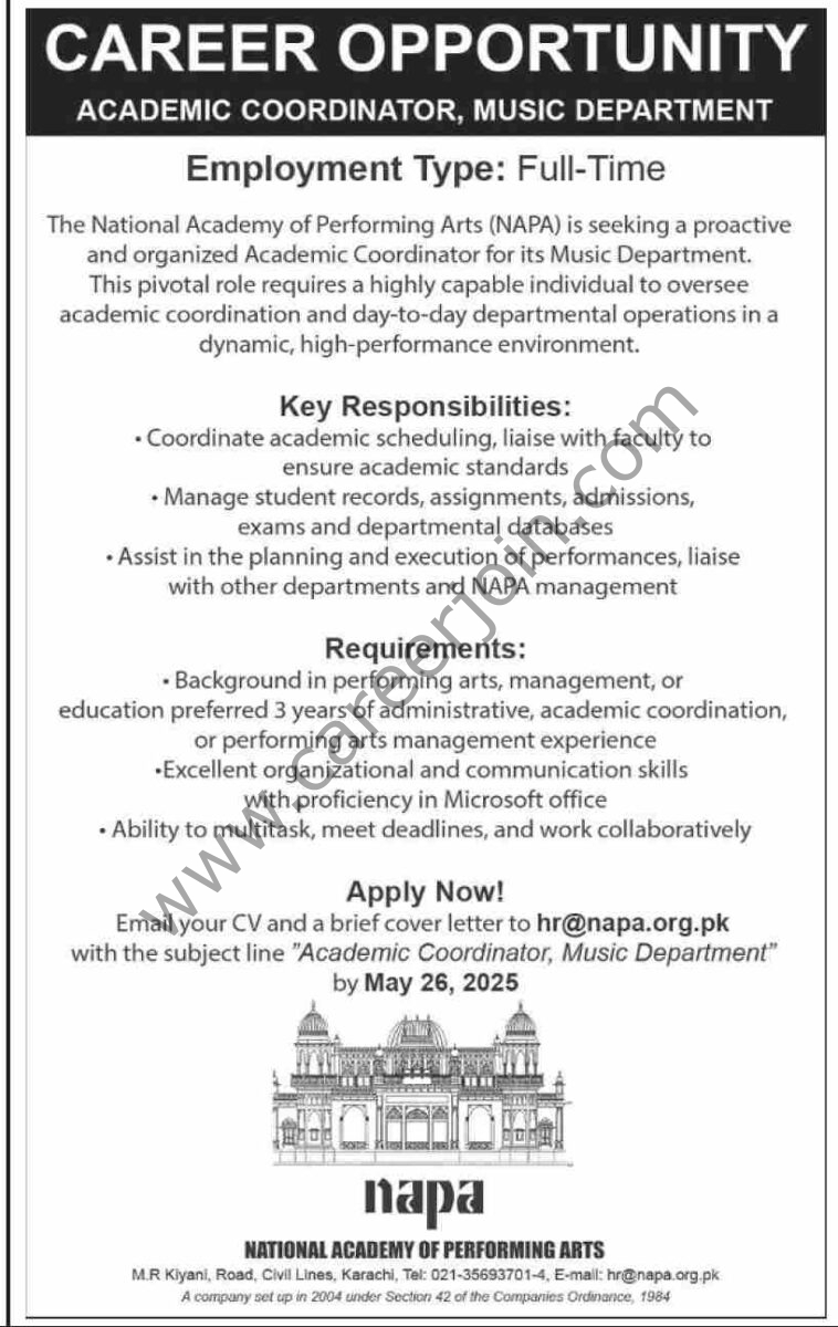 National Academy of Performing Arts NAPA Jobs 11 May 2025 Dawn 1