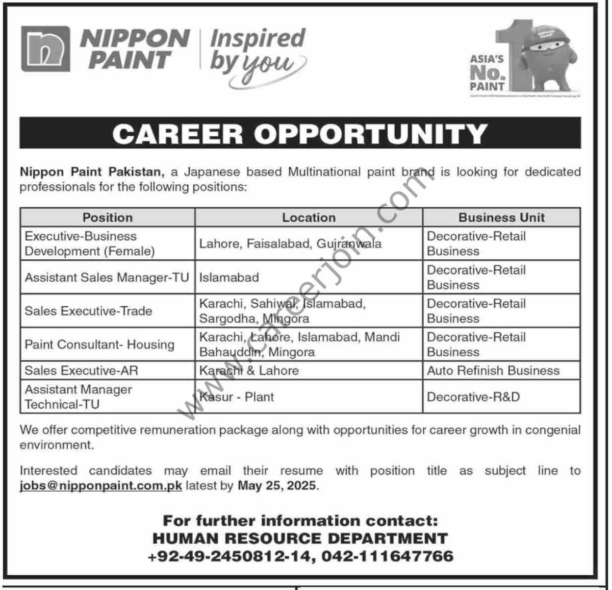Nippon Paint Pakistan Jobs 18 May 2025 Dawn 1