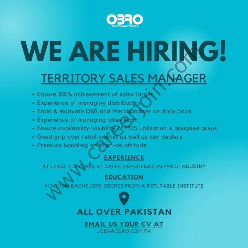 OBRO Pvt Ltd Jobs Territory Sales Managers 1