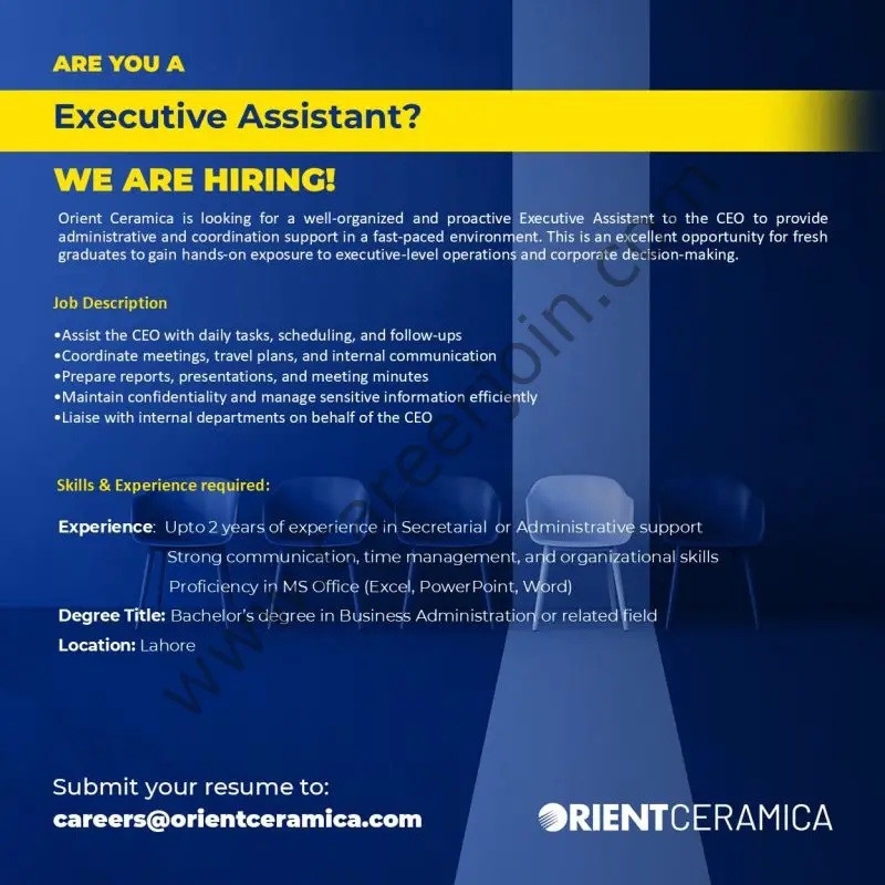 Orient Ceramica Jobs Executive Assistant to CEO 1
