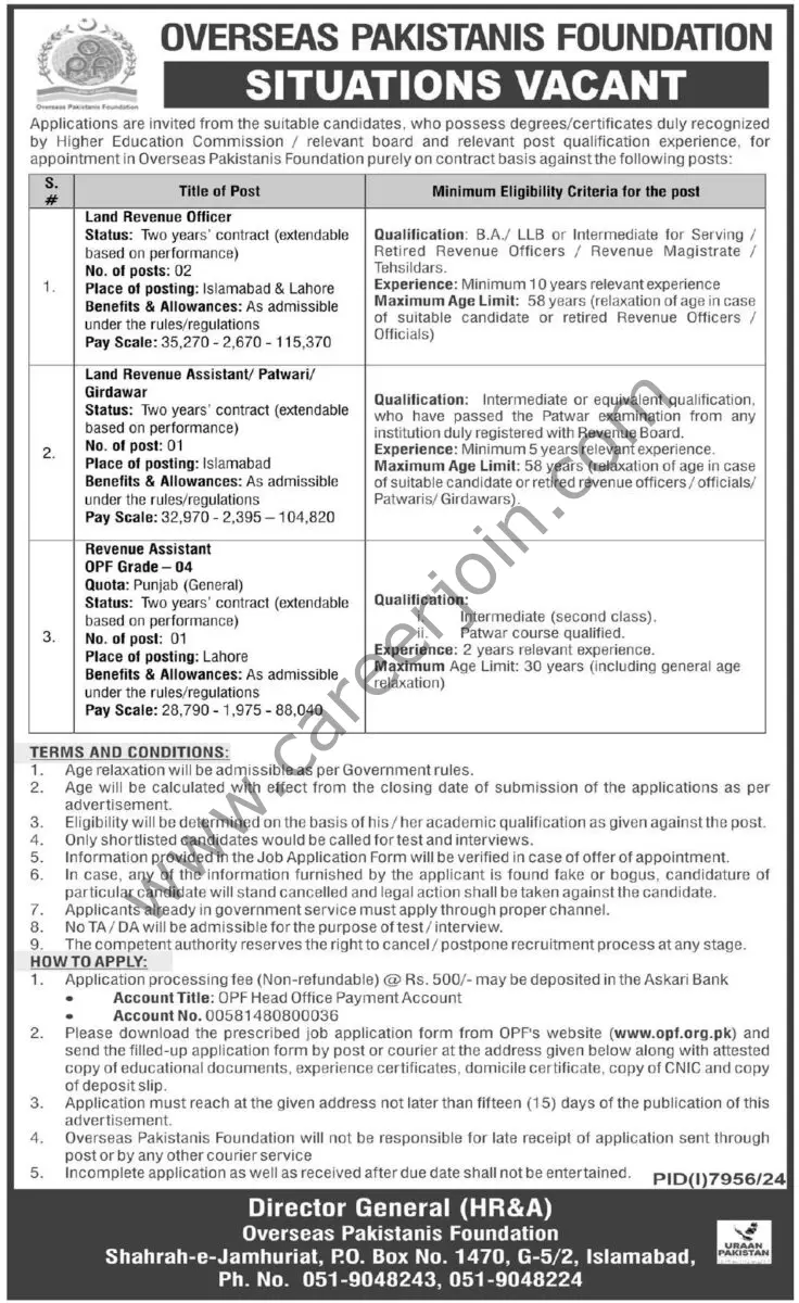 Overseas Pakistanis Foundation OPF Jobs 18 May 2025 Express Tribune 1
