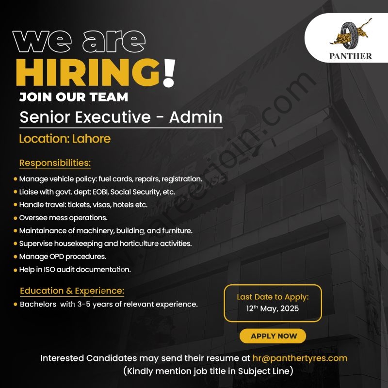 Panther Tyres Limited Jobs Sr Executive Admin 1