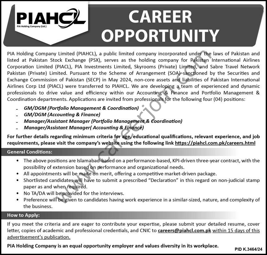 PIA Holding Co Ltd Jobs 11 May 2025 Express 1