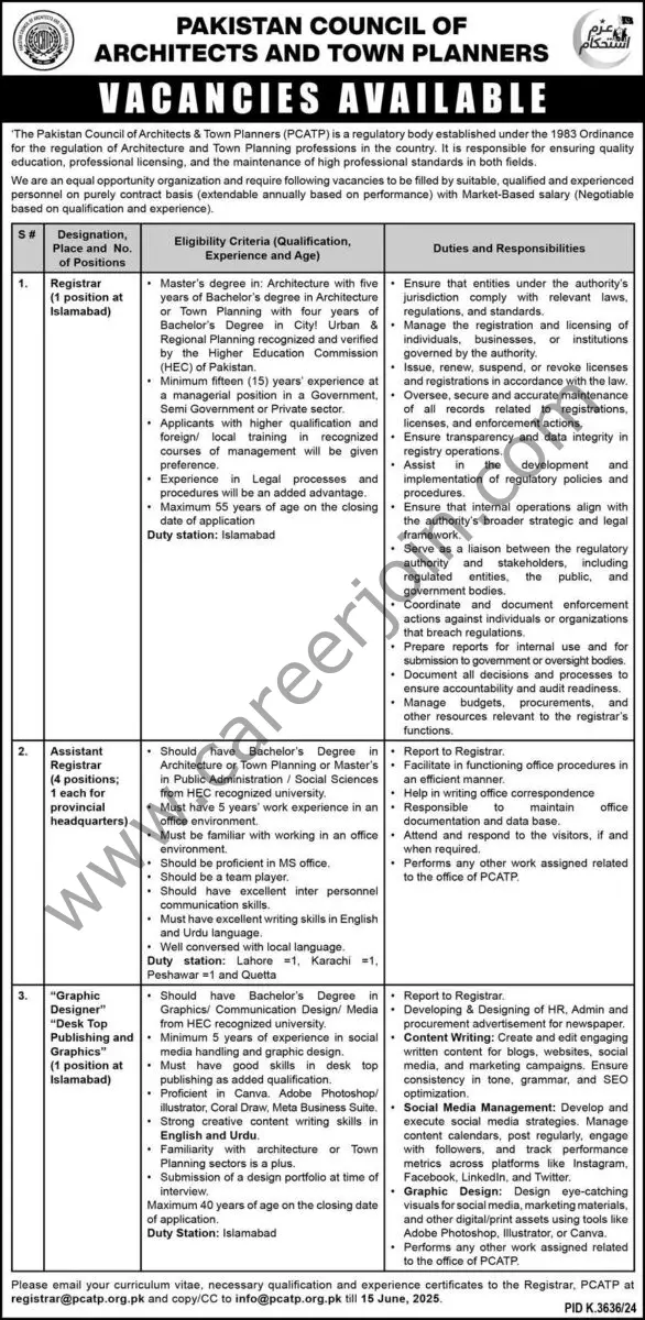 Pakistan Council of Architects & Town Planners Jobs 25 May 2025 Express 1